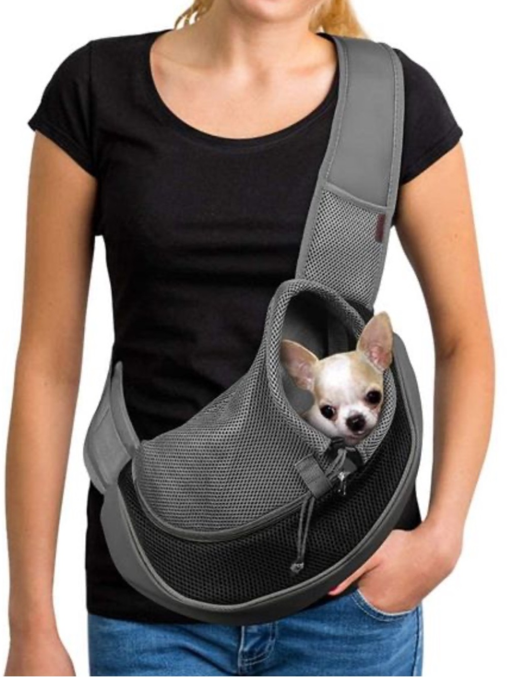 YUDODO Small Pet Mesh Sling Hands Free Carrier Size S
